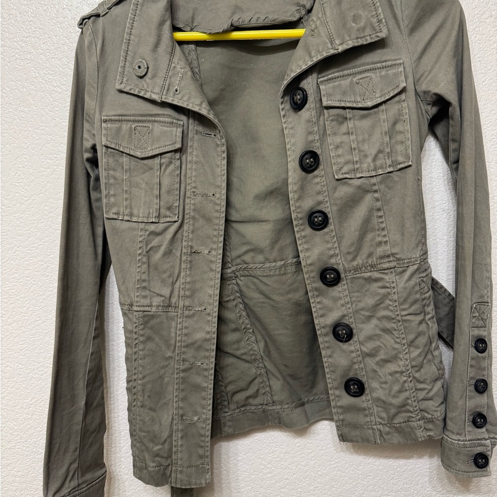 Women's Vintage Olive Green Military Jacket